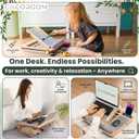 Lap Desk for Laptop Bed Desk Tray Table with Cushion, 5 Angles, Phone & Tablet Holder, Mouse Pad & Ventilation Laptop Stand, Lap Table, Couch Desk for 15-17 Laptops (Gray)