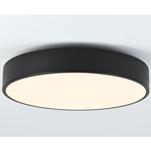 Modern Black Flush Mount Ceiling Light, 3-Lights Round Ceiling Light, Minimalistic Ceiling Lamp Acrylic Shade Lighting Fixture for Bedroom Laundry Room Bathroom Hallway(15.8 Inch)