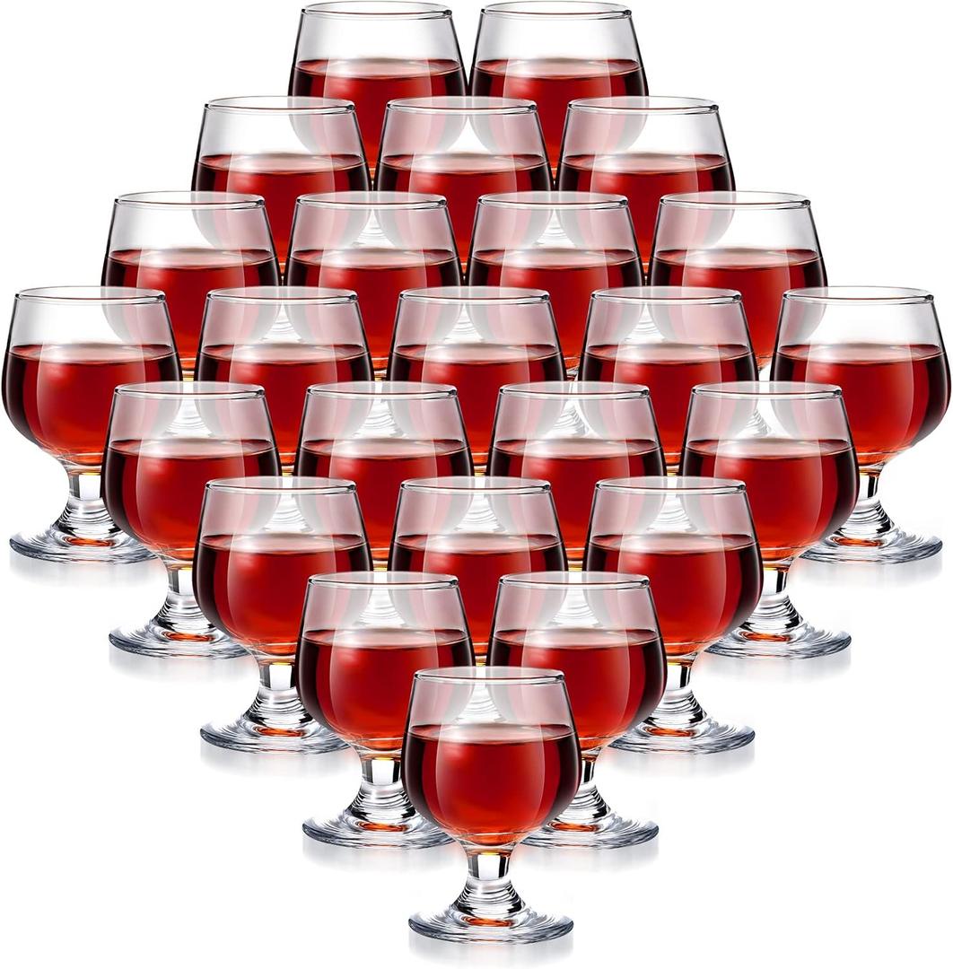 Meanplan Cute Shot Glasses Mini Snifters Cognac 1.7 oz Cups Brandy Snifter Mini Wine Snifters Glass Dinnerware Set for Whiskey Juice Vodka Sherry Champagne Brandy Wine Party Supplies(24 Pieces)