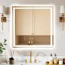 BTBF 36X36Inch LED Bathroom Mirror with Lights Vanity Mirror for Wall Lighted Mirrors for Bathroom Wall with Dimmable 3-Color Lights Anti-Fog Front Lit Smart Mirror Memory Function,Tempered Glass