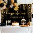 Mocsicka Class of 2026 Backdrop Black Gold Glitter Bokeh Graduation Party Background 2026 Congrats Grad Prom Party Cake Table Decoration Photo Booth Props (10x7ft)