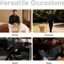 VPG Mens Quarter Zip Sweater, Regular Fit Lightweight Mock Neck Knit Texture Polo Long Sleeve 1/4 Zip Pullover (Black, L)