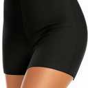 Women's Swim Shorts High Waisted Bathing Suit Bottoms Swimwear Boyshort Swimming Swimsuit Board Shorts (Large, Black)