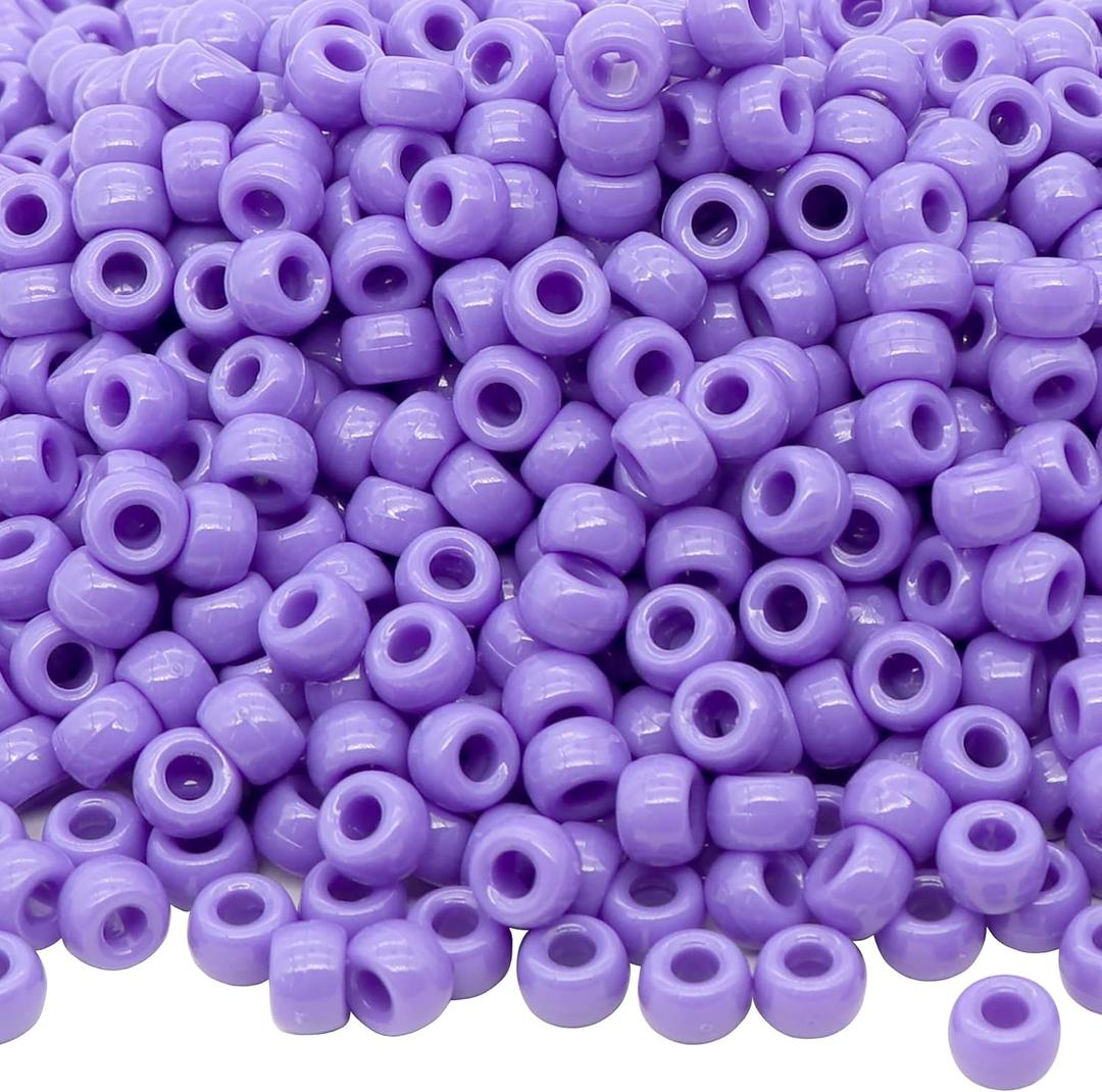 1000Pcs Pony Beads Bracelet 9mm Purple Plastic Barrel Pony Beads for Necklace,Hair Beads for Braids,Key Chain,Jewelry Making (Purple)