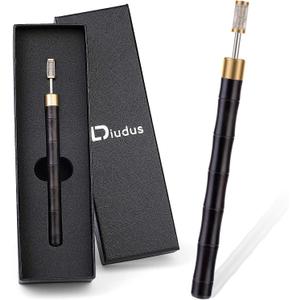 DIUDUS Leather Edge Dye Pen Edge Dye Roller Pen Wood Handle Stainless Steel Top Edge Dye Roller Oil Pen, Leather Edge Painting Roller Tools for Leather Craft Working (Black-1)