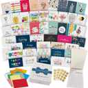 Dessie 100 Unique Birthday Cards Assortment with Greetings Inside for Businesses and Individuals.100 Assorted Color Envelopes, Gold Seals, Birthday Calendar in Sturdy Storage Box