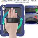 SEYMAC stock Case for iPad (A16) 11th/10th Generation 11''/10.9'' 2025/2022, Full-Body Drop Protection Case with Screen Protector &360 Rotate Hand Strap/Stand, Navy Blue