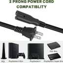 AC Power Cord Replacement Sony PS5/ PS4, PS5/ PS4/ PS3 Slim / PS3 Super Slim, PlayStation 5/4 /3 Slim, Xbox Series S/X, Xbox One S/X Game Consoles - UL Listed