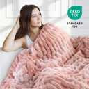 Ultra Soft Cozy Faux Fur Throw Blanket, Fuzzy Plush Thick Bubble Blanket, Oversize Luxury Fluffy Blanket for Couch, Sofa, Bedroom, and Living Room,50x60 Inches,Double Sided Tie-Dye Pink