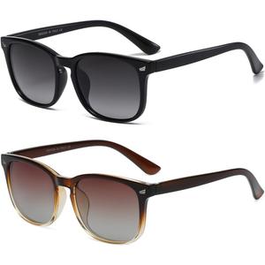 DUSHINE Polarized Sunglasses for Women Classic Retro Style UV400 Protection, A6 Grey Gradient+brown Gradient(2 Pack)