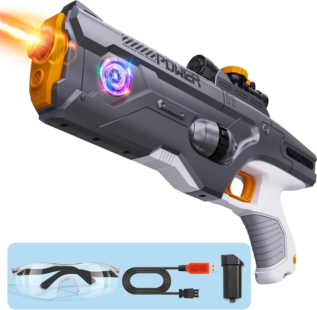 Skirfy Electric Water Gun for Adults Kids,High Powered Water Blasts with Light,Powerful Automatic Squirt Gun, Auto Refill Long Range,Pool Party Swimming Outdoor Summer Toy Game for Boy Girl (Grey)