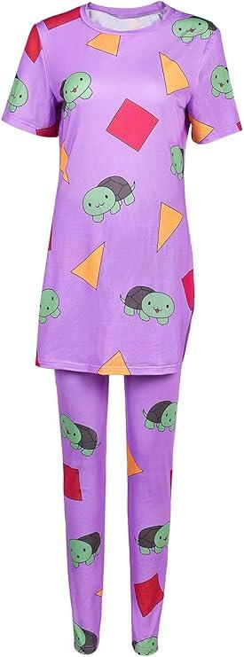 Adult Outift Turtle Pajamas Cosplay Costume Purple Shirt Pants Halloween Set M
