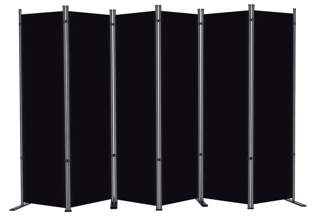 RANTILA 6 Panel Room Divider, 6 FT Folding Privacy Screen with Wide Feet, Freestanding Partition for Room Separation, Portable Room Divider Panel, 133" W x 71" H, Black