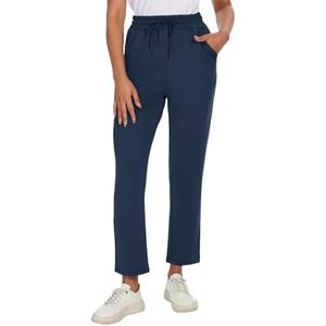BATHRINS Women's Lightweight 7/8 Golf Pants 4-Way Stretch Ankle Sweatpants with Deep Pockets for Workout,Casual,Work Navy, X-Large