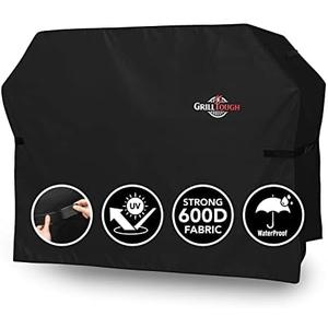 GrillTough Heavy Duty BBQ Grill Cover for Outdoor Grill, 72 Inch – Waterproof, Weather Resistant, UV & Fade Resistant with Adjustable Straps – Gas Grill Cover for Weber, Genesis, Charbroil, etc. Black