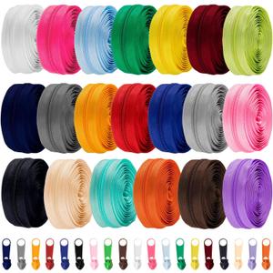 WILLBOND 60 Yards 20 Pcs Sewing Zippers Bulk #5 Nylon Coil Zippers 20 Color Assorted Zipper for Sewing with 200 Zipper Sliders for DIY Tailor Bags Purses Crafts Supplies (Various Color) WILLBOND 60 Yards 20 Pcs Sewing Zippers Bulk #5 Nylon Coil Zippers 20 Color Assorted Zipper for Sewing with 200 Zipper Sliders for DIY Tailor Bags Purses Crafts Supplies (Various Color)