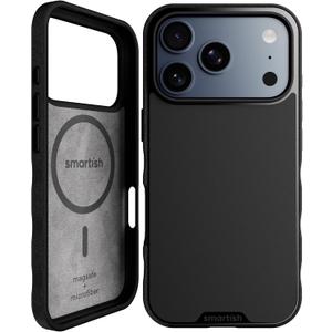 Smartish iPhone 17 Pro MagSafe Case - Gripmunk Magnetic Slim Case [Lightweight + Protective] Thin Grip Cover with Microfiber Lining for Apple iPhone 17 Pro - Black Tie Affair