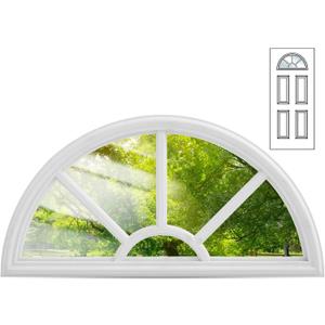 1 Pcs 22" x 10" Entry Door Glass Insert Half Round Top Exterior Door Window Inserts Replacement Kit with Low-e Clear Glass for Home Improvement (5 Lite Round Top, White)