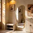 Dorlicecass Irregular Wall Mirror-Leaning Hanging 47.2"x21.6" Gold Asymmetrical Wavy Aluminum Frame Decorative Full Body Mirror for Living Room,Bedroom,Cloakroom,Entryway