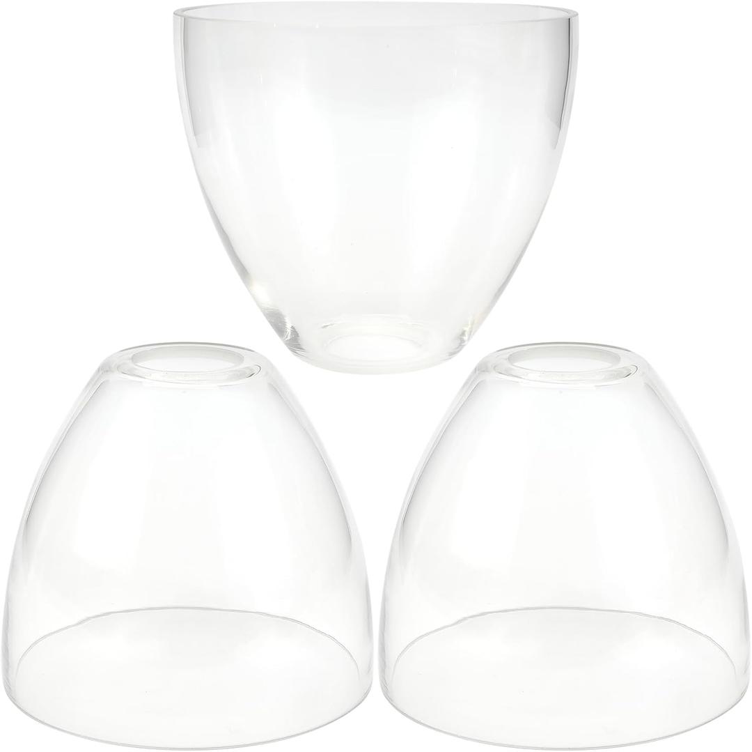 Bell Shade Lighting Fixture Glass Shade Replacement, 5.9"W x 5"H, 1-5/8 Inch Fitter, 3 Pack Clear Glass Shade Globe Cover for Chandelier Pendant Light Wall Sconce