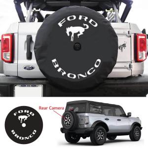 For Ford Bronco Spare Tire Cover with Back-Up Camera Hole,Rear Spare Wheel Cover 30"