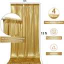 20ftx12ft Gold Sequin Backdrop Curtain Panels for Parties, Wrinkle Free Glitter Photo Backdrop Drapes 4 Panels 5x12FT Shimmer Back Drop Cloth for Wedding Birthday Christmas Photography Background