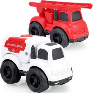 Toddler Toy Cars for 2 3 Year Old Boy, 3 in 1 Police Car Firetruck Toys and Ambulance for Toddlers, BPA Free, Phthalates Free, PVC, Outdoor Toys for Toddlers 2-4, Easter Birthday Gifts for Kids (Blue)