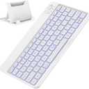 OMOTON Bluetooth Keyboard for Tablet/Android/Windows/iOS, with 7 Colors Backlight Rechargeable Wireless Mini Keyboard for Galaxy Tab A9+ / S9 FE / S10 / S11 / A11 Series etc, White