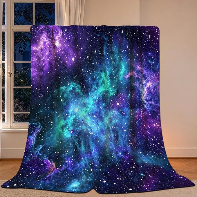 Galaxy Blanket Gifts for Women Men Girls Boys Kids, Super Soft Aurora Purple Galaxy Throw Blanket Gifts, Warm Cozy Fuzzy Plush Fleece Flannel Throw Blankets 50"x40" for Bedding Couch
