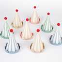 Meri Meri Birthday Party Hats, Pack of 8 Bright and Colorful Cone Birthday Hats for Kids & Adults, Cone Party Hats