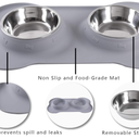 Hubulk Pet Dog Bowls 2 Stainless Steel Dog Bowl with No Spill Non-Skid Silicone Mat + Pet Food Scoop Water and Food Feeder Bowls for Feeding Small Medium Large Dogs Cats Puppies (Large, Gray)
