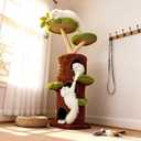 Modern Cat Tree Tower: 58Inch Tall Cat Tree for Large Cats with Multi Condos - Indoor Wood Cat Tree House Sturdy with Scratching Post