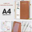 2 x 2026 Planner, Weekly and Monthly Calendar Planner from January 2026 - December 2026, 8.5" x 11" Hardcover Leather Hourly Appointment Book with Tabs, Spiral Daily Planners for College School Work Home, Brown (A4)