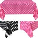 Tegeme 3 Pieces Plastic Polka Dot Tablecloth Mouse Table Cloth Rectangular Pink and White Polka Dot Tablecloth 54 x 108 Inches Black and White Table Cover for Mouse Themed Party Birthday Decorations