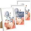 upsimples 4x6 Picture Frame Set of 3, Made of High Definition Glass for 4 x 6, Wall and Tabletop Display Thin Border Photo Frames for Home Dcor, White