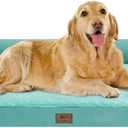 Orthopedic Large Dog Bed Washable, Orthopedic Dog Beds with Removable Cover, XLarge XL Pet with Bolster, Washable Aqua Blue Large Dog Beds with Egg Foam for Medium Gaint Dogs