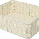 Drawer basket Handwoven Paper Rope Rectangular Shallow Basket Storage-15.35X12.01X4.72 Inches (Off-white)