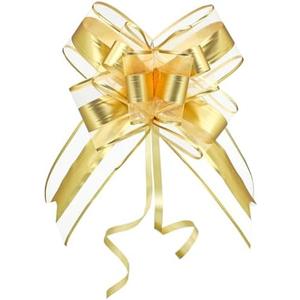 WEWILUCK Gold Bows for Gifts, Large Pull Bow for Gift Wrapping, Christmas, New Year, Birthday, Weddings, Baby Showers, Graduations, Valentine's Day(8 inches, 10 PCS) 2Pack