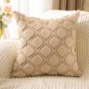 Throw Pillow Covers 18 x 18 Set of 2 Beige Boho Throw Pillows Decorative Soft Plush Faux Fur Soft Cushion Case for Farmhouse Living Room Couch Sofa Home Decors SY010-A18