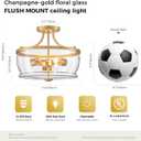 Semi-Flush Chandelier Glass Drum Shade Round Ceiling Light, 13.8 inches