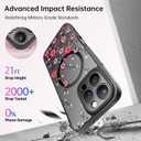 LUHOURI for iPhone 14 Pro Max Case Cute - Wireless Charing Compatible,Trendy Floral Design for Women Girls,Military-Grade Shockproof Not-Slip Matte Phone Cover, Vibrant Red Wildflowers