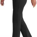 AFITNE Women's Dress Yoga Pants Straight Leg Stretchy Business Casual Office Work Slacks with Pockets Wrinkle-Resistant Trousers 27 Inches Black L