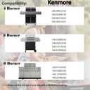 Grill Replacement Parts for Kenmore 5 Burner 146.47468610, 146.23680310, 146.47469610, Kenmore 4 Burner 146.34611410, 146.34611411, 146.10017510 Gas Grills, Pipe Burner, Heat Plate, Carryover Tube.