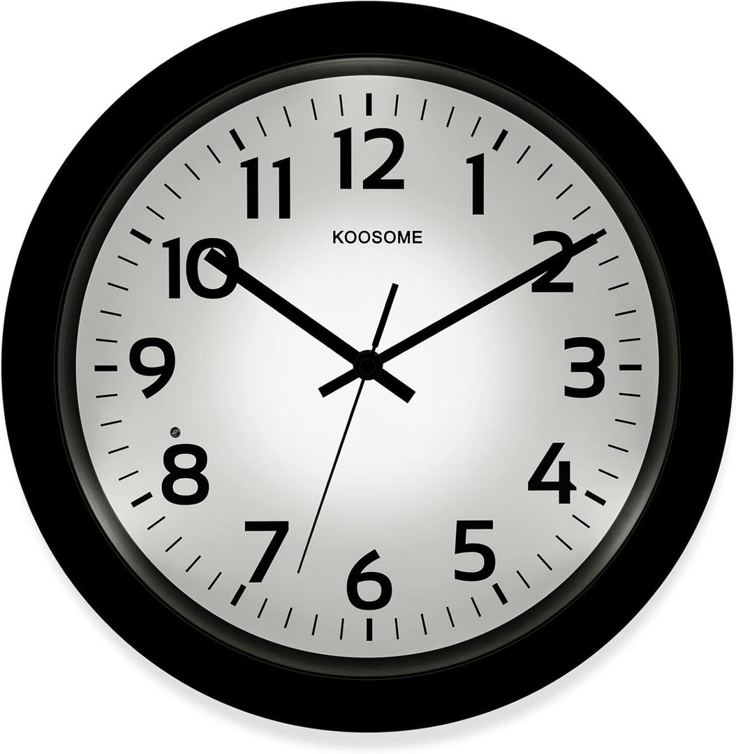 Glow in The Dark Wall Clock for Bedroom, 13 Inch Night Light Wall Clocks Battery Operated Silent Non Ticking Wall Clock with Night Light, Modern Wall Clocks for Living Room, Easy to Read