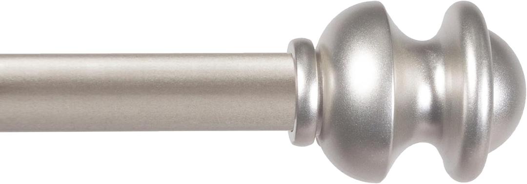 Kenney Kendall Standard Decorative Window Curtain Rod, KN71716, 28-48" (71cm-122cm), 5/8" (15.8mm) diameter, Brushed Nickel, Set Of 4 