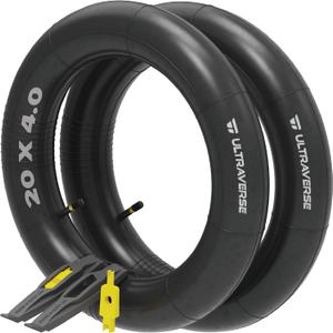 Ultraverse 20x4.0, 24x4.0, 26x4.0, 20x3.0, 26x3.0 Inner Tube Set with Schrader Valve-Ideal for Mountain Bikes & E-Bikes with 20/26-Inch Fat Tires-Durable & Reliable Performance 2 Pack with Tire Levers