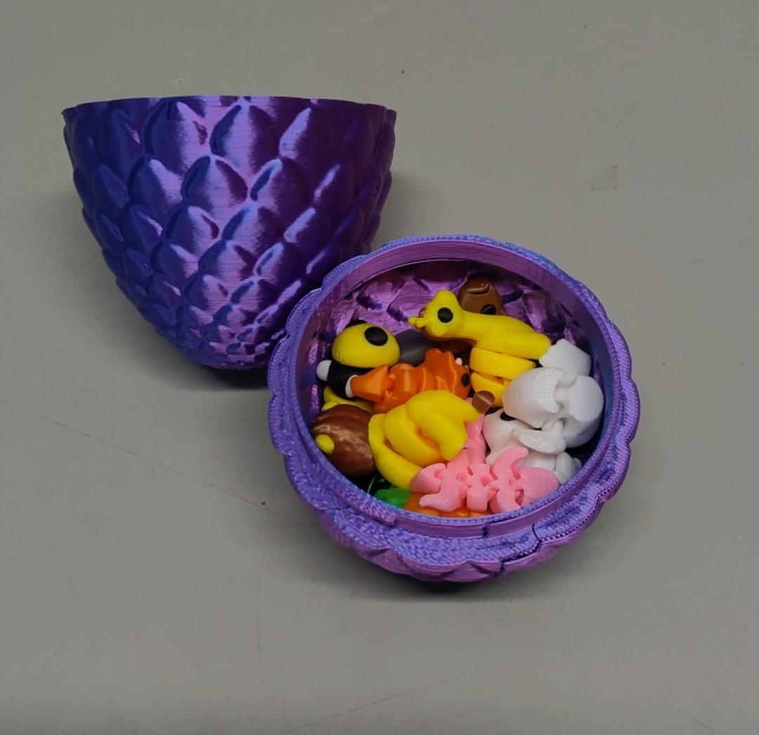 Bmmff Prefilled Easter Egg 3D Printed Dragon with 18Pcs Mini Animals, Easter Egg Fillers Basket Stuffers, Easter Egg Hunt, Classroom Games Supplies, Party Favors for Boys Teens