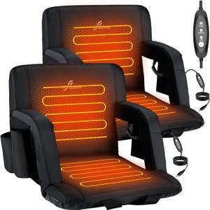 Sportneer Heated Stadium Seats for Bleachers: 3 Heated Modes 6 Reclining Positions Stadium Seats with Back Support for Sport Events Parks Concerts - 2.5'' Thick, 20.5''/24'' Wide Bleacher Chair