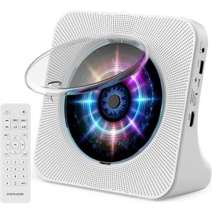 CD Player Portable Bluetooth CD Player for Home,Compact Desktop Design with HiFi Speakers, Remote,FM Radio,Timer,USB AUX Headphone Port for Kids Adults (White)