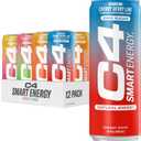 Cellucor C4 Smart Energy Drinks Variety Pack, Sugar Free Performance Fuel & Nootropic Brain Booster, Coffee Substitute or Alternative, 4 Flavor Tropical Oasis Variety 12 Pack BB 7/31/25